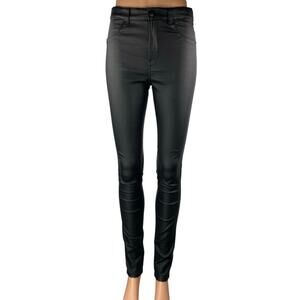 Dr Denim Women's Black Faux Vegan Leather High Waisted Skinny Trousers Pants M